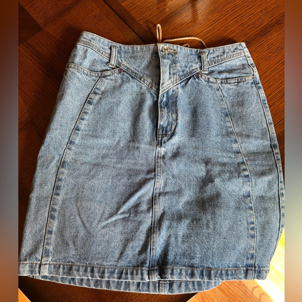 MANGO DENIM MINI SKIRT WITH LACE UP BACK DETAIL